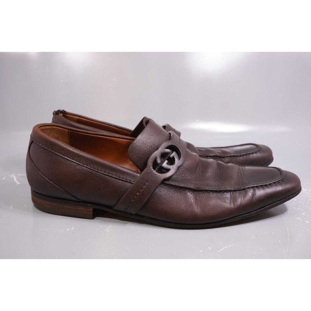 Authentic Gucci GG Donnie Brown Mens Leather Loafer US10 EU43.5 UK9.5 Read